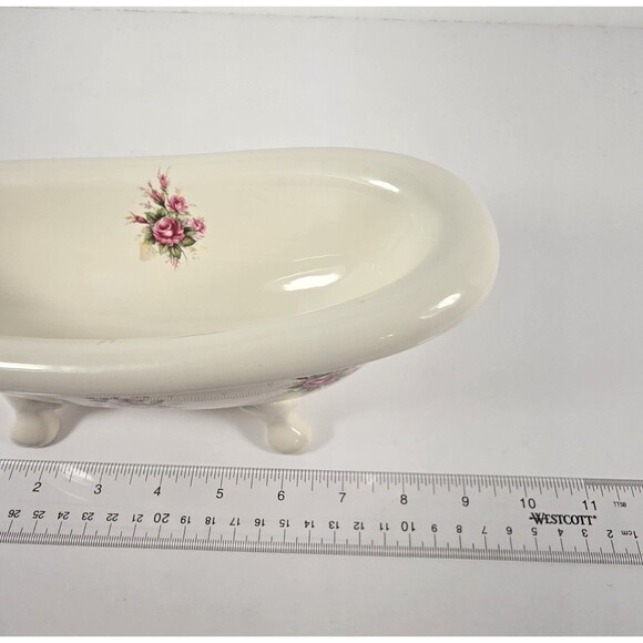 Vintage VB Athena Claw Foot Tub Roses Soap Dish Porcelain 9" Bathroom Decor USA - Picture 10 of 10